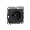 Single socket with grounding,2P+PE with shutters, black anthracite SEDNA DESIGN