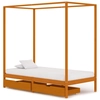 Lumarko Rám postele s nebesy a 2 zásuvkami, borovice, 90 x 200 cm