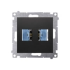 Cover for data communication sockets on Keystone, flat, double (module), black mat Simon54