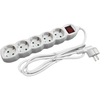 SCHUKO extension cable - 5 sockets, 3m, white with 3G1.5 switch