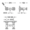 Tres Montblanc double-handle wall-mounted shower mixer steel 28316301AC