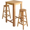 Lumarko Table and bar stools, 3 pieces, solid acacia wood