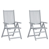 Lumarko Folding garden chairs with cushions, 2 pcs, solid acacia