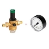 Pressure regulator, with unions,1/2", with pressure gauge 0-10 bar