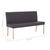 Bench, gray, 139,5cm, artificial leather