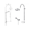 ANTEA shower column for connection to the faucet, overhead, hand shower, chrome SET021