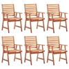 Lumarko Garden chairs with cushions, 6 pcs, solid acacia wood