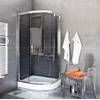 Semi-circular single-leaf shower cabin Sea-Horse BK501RG+ Stylio 80x80x190 - graphite glass