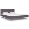 Lumarko Bed frame with LED, gray, upholstered in fabric, 140 x 200 cm