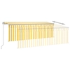 Lumarko Hand-rolled awning with curtain and LED, 4x3 m, yellow-white