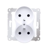 Double socket with earthing contact shutter, white Simon54