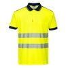 PORTWEST HiVis PW3 Polo Shirt Size: M, Color: yellow-navy blue