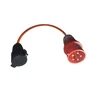 Adaptersnoer met 5 polystekker 32A 3P+N+E en schuko-stopcontact 230V met rubberen omhulsel 16A IP44