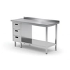 Stainless table with a shelf + 3 drawers 120x60x85 | Polgast