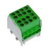 Afleiding verdeelklem 1 pool op DIN-rail omega 4 ingangen ( 1x35+3x25mm2) groen voor aarding