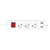 APPIO Удължителен кабел 3m - 2x USB + 3 x гнездо 230V - Бял