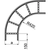 Arco de escalera 90° LDC100H50 N, espesor de chapa 2,0mm