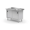 Armário de mesa em aço inox com pia 170x60x85 Polgast 217176