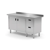 Stainless table with the cabinet + 2 drawers 160x60x85 | Polgast