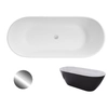 Baignoire autoportante Besco Moya Black&White 160 + chrome clic-clac - En plus 5% Remise pour le code BESCO5