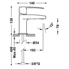 Bateria umywalkowa Tres Flat chrom z korkiem automatycznym 20410301D