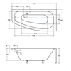 Besco Luna epäsymmetrinen kylpyamme 150x80 oikea - LISÄKSI 5% ALENNUS KOODISTA BESCO5