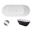Besco Moya Black&White Freistehende Badewanne 160 + Click-Clack-Chrom von oben gereinigt – Zusätzlich 5% Rabatt für Code BESCO5