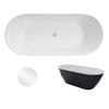 Besco Moya Black&White Freistehende Badewanne 160 + weißes Click-Clack, von oben gereinigt – Zusätzlich 5% Rabatt für Code BESCO5