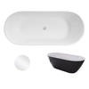 Besco Moya Vrijstaande badkuip Mat Zwart-Wit 160 + witte klik-klak gereinigd vanaf de bovenkant - Extra 5% Korting met code BESCO5