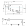 Besco Praktika asimetrinė vonia 150x70 dešinėje - PAPILDOMAI 5% NUOLAIDA KODUI BESCO5