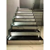 Black marble-like tiles for stairs with VEIN 120x30 high GLOSS