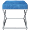 Bench, blue, 97 cm, velvet and stainless steel