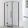 Cabina de ducha rectangular 80x100 FRESH LINE Sea-Horse cristal transparente negro derecha + Clean Glass