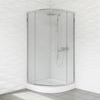 Cabine de douche semi-circulaire Duso 90x90x184 - verre transparent + receveur de douche