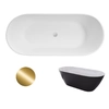 Cada de baie de sine stătătoare Besco Moya alb-negru mat 170 + clic-clac auriu curățat de sus - Suplimentar 5% Reducere pentru codul BESCO5