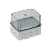 Caja de derivación cuadrada fabricada en plástico ABS 150x110x120mm transparente IP67 IK06 profundo