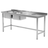 Cateringbord i rustfrit stål med 2 håndvaske + hul 150x60x85 Polgast 246156