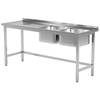 Cateringbord i rustfrit stål med 2 håndvaske + hul 180x60x85 Polgast 246186