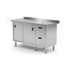 Cateringbord i rustfrit stål med skab + 2 Skuffer 140x60x85 Polgast 130146