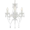 Chandelier with beads, white, 3 x e14 lamps, round