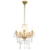 Chandelier with crystal. kar., gold color, 5 x e14 lamps, round