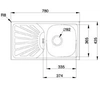 Chiuvetă încastrată 1 bol cu ​​scurgere ET78 lenjerie semiplată - scurgere 60mm