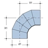 Codo PEHD 200/90 segmentario SDR26 S12.5, negro, QS (Transmisión rápida)