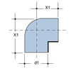 Codo PEHD 75/88 pared corta y engrosada S12.5, negro, QS (Transmisión rápida)