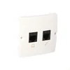 Computer socket RJ45 kat.5e + telephone socket RJ12 (module), Basic module white