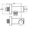 Conexión angular para flexo de ducha Kludi con soporte de ducha de pared
