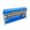 Connection distributor 2 poles with 15 holes 125A 500V 132x51x45mm mounting on DIN rail