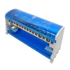 Connection distributor 2 poles with 15 holes 125A 500V 132x51x45mm mounting on DIN rail