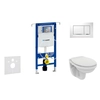 Geberit Duofix - Wall-hung toilet module with Sigma30 button, white / glossy chrome + Ideal Standard Quarzo - Toilet and seat, 111.355.00.5 NR5