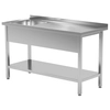 Stainless steel table with a shelf + sink 110x60x85 | Polgast